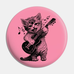 Sweet Little Cat Playing Electric Guitar Pin