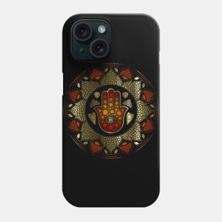 Hamsa Hand - Hand of Fatima in Lotus dot art Phone Case