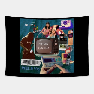 Blast from the Past: A 90s Nostalgia Collage Tapestry