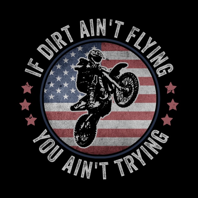 Dirt Biking USA Dirt Bike Rider Motocross American Flag by Visual Vibes