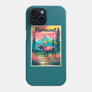 Vermont Moose Mountain Trees Nature Retro Wildlife Souvenir Phone Case