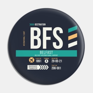 Belfast (BFS) Airport Code Baggage Tag Pin