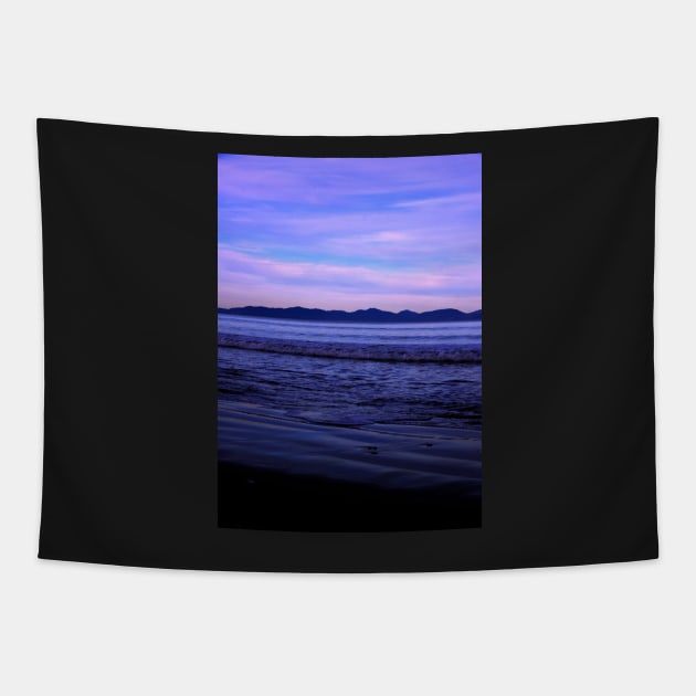 Purple Seaside Evening Tapestry by mjohmy
