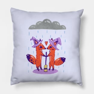 Fox Witches Getting Married in the Rain Pillow
