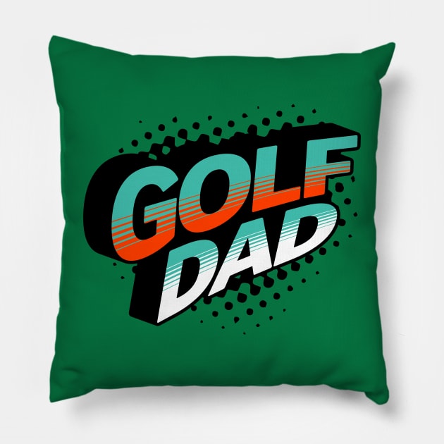 Golf Dad Hero Retro Style Pillow by TGKelly