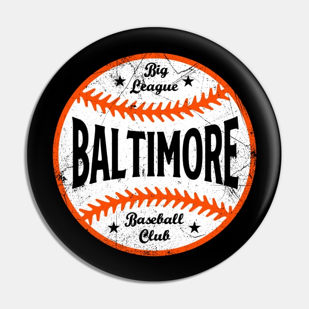 Baltimore Retro Big League Baseball - Black Pin by KFig21