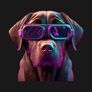 Futuristic Dog in a Vaporwave Style T-Shirt