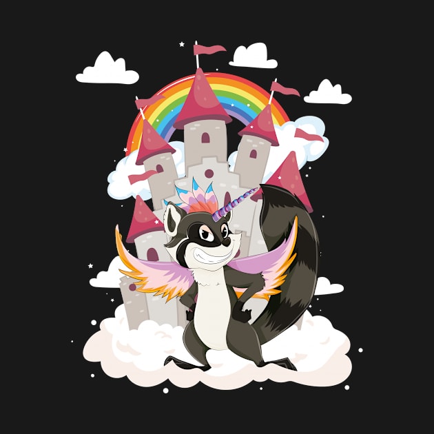 Castle Fantasy Unicorn Forest Animal Rainbow Raccoon by shirtsyoulike