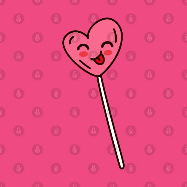 Heart Lollipop Kawaii Lollypop Vaentines Day by Illustradise