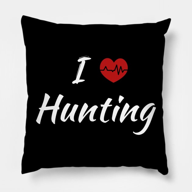 I Love Hunting Red Heart beat Birthday Gift Pillow by SAM DLS