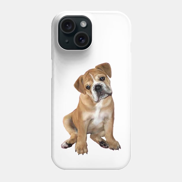 A Brown and White English Bulldog Puppy - just the dog. Phone Case by Dogs Galore and More