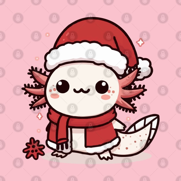 adorable christmas axolotl by fikriamrullah