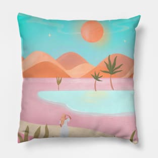 Desert Oasis Landscape Pillow