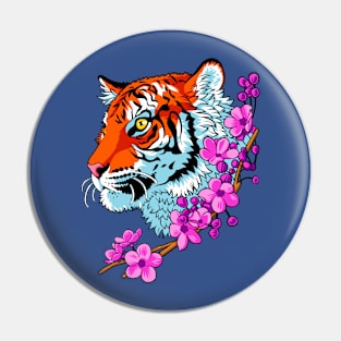 Tiger flowers Tattoo Pin