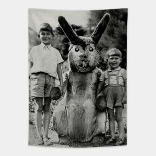 Creepy Easter Bunny with boys - pals Tapestry