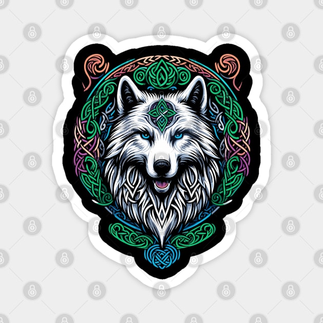 Celtic Wolf  - Wolf  Head Magnet by JessArty