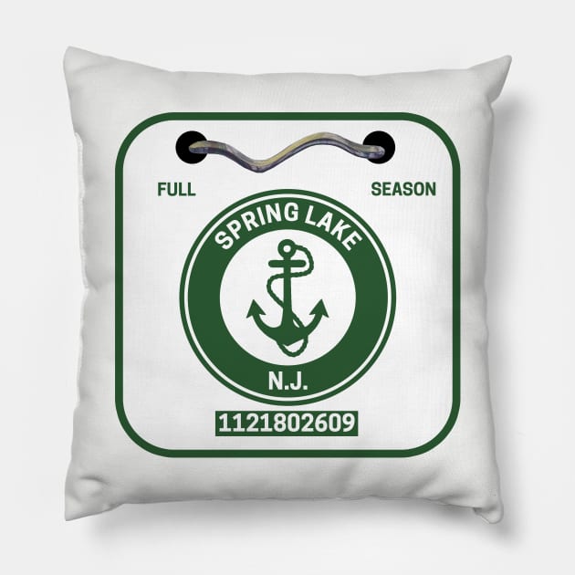 Spring Lake New Jersey Beach Badge Pillow by fearcity