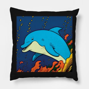 Smiling Underwater Dolphin Pillow