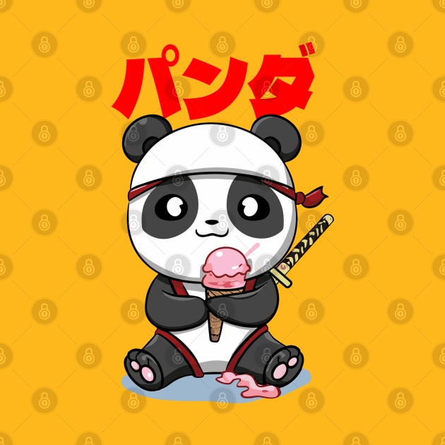 Kawaii Ninja Panda eating ice cream パンダ by bmron