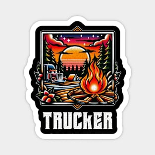 Trucker fire pit Magnet