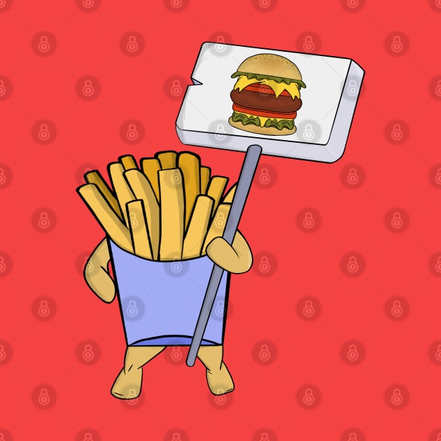 French fries protesting in favor of hamburgers by DiegoCarvalho