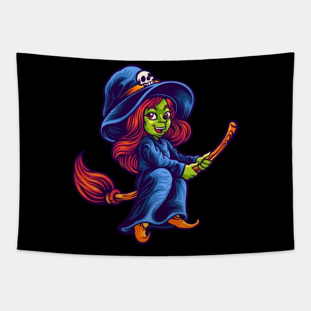 Halloween witch Tapestry by sharukhdesign
