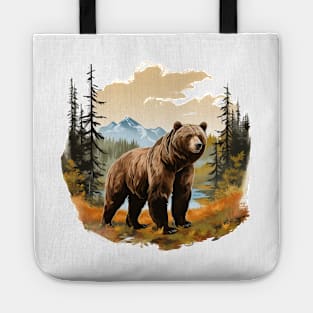 Watercolor Grizzly Bear Tote