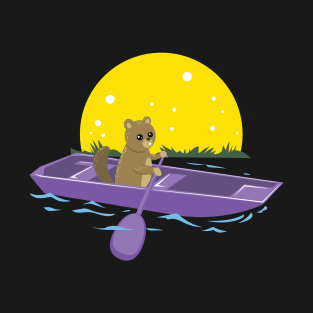 Beaver Paddling a Jon Boat on the Lake T-Shirt
