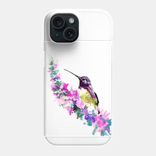 Hummingbird and Pink purple Flowers Phone Case