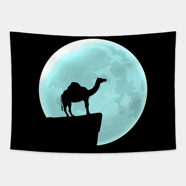 Camel Silhouette With Moon Gift Tapestry by Aliaksandr