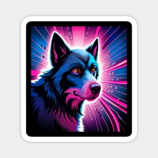 blue dog with pink light Magnet