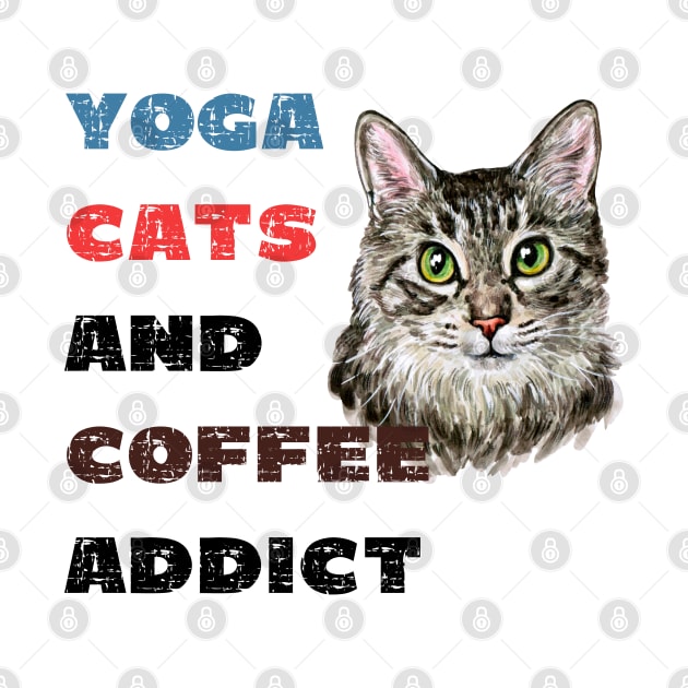 Yoga cats and coffee addict funny quote for yogi by Red Yoga