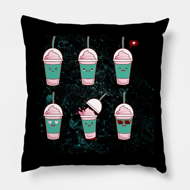 cute cups coffee boba smoothie Pillow by PixieMomma Co