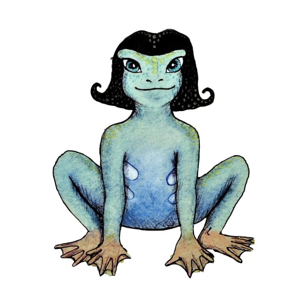 Yoga Card Frog Girl by FrejaFly