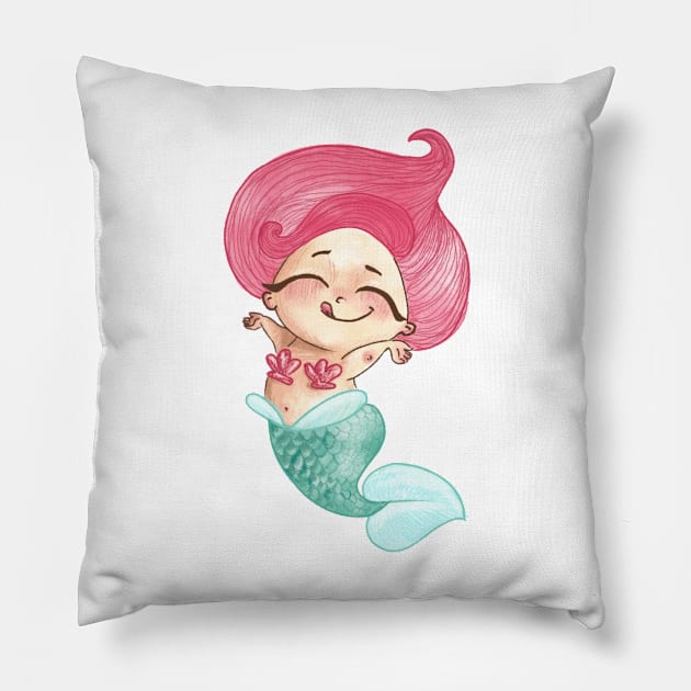 Mermaid cheering Pillow by ArtInPi