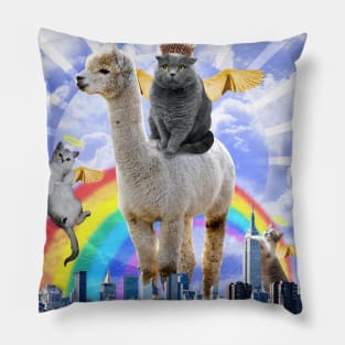 Angel Cats Surreal Collage Pillow