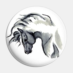 Gray Horse Watercolor Pin