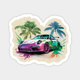 Tropical Sports Car Magnet