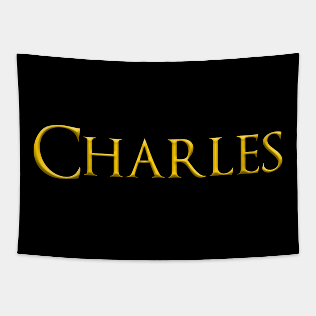 Charles Male Name Gold On Dark Tapestry by funfun