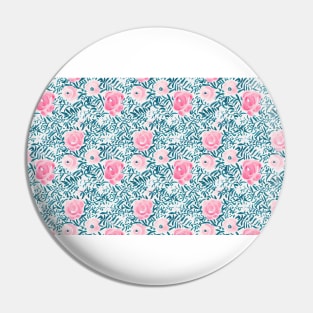 Blue and Pink Flowers Pattern Pin