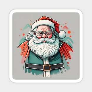 Christmas Santa Claus Minimalistic Drawing Magnet