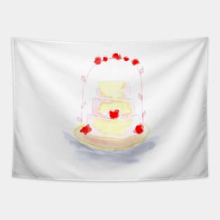 Wedding, cake, banquet, sweet treat, tasty, food, watercolor, illustration Tapestry