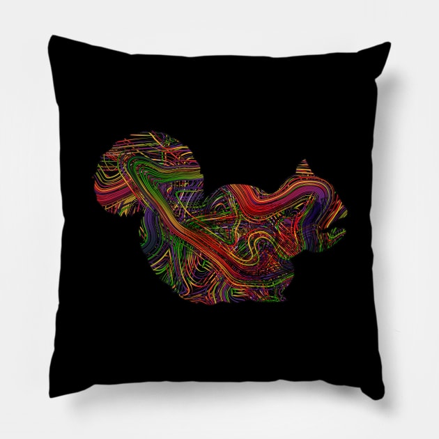 Squirrel Lovers Vibrant Artists String Illustration Pillow by grendelfly73