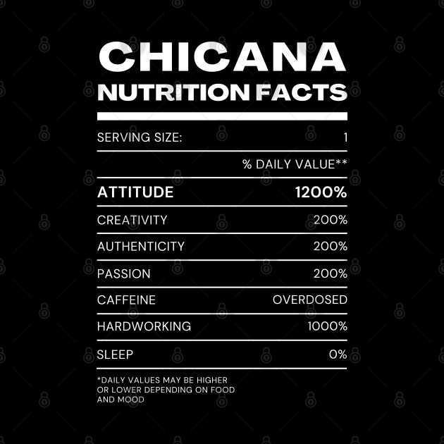 Chicana Nutrition Facts | Typography Art by JT Digital
