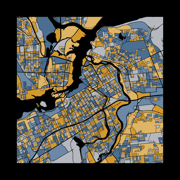 Ottawa Map Pattern in Blue & Gold by PatternMaps