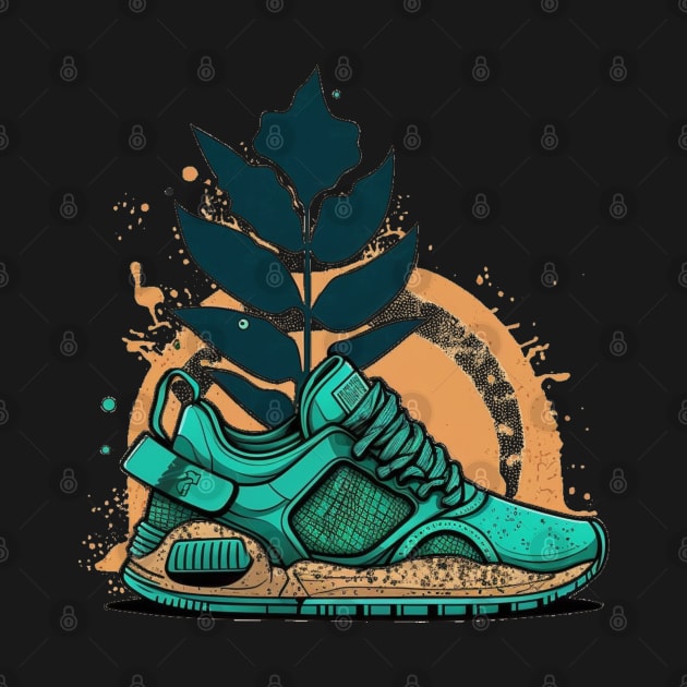 Make a Bold Eco-Friendly Statement with Greenbubble's Cartoon Style Sneaker with Plant by Greenbubble