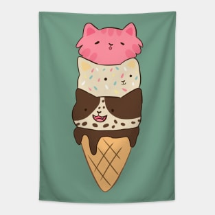 Cute Cat Cream Cone Tapestry