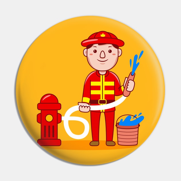 Cute Firefighter Cartoon Pin by MEDZ