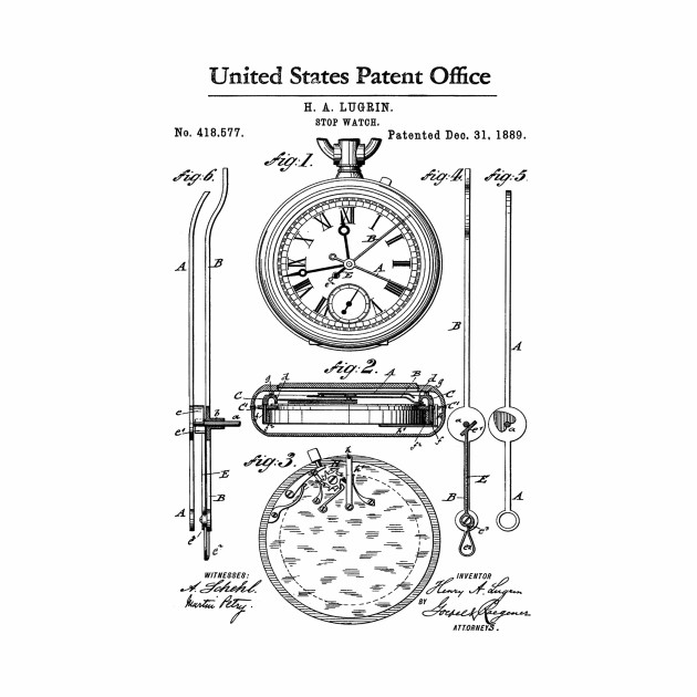 Lemania Stop Watch Patent Black