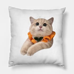 Munchkin cat with scarf Pillow